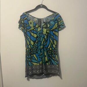 Covington Vibrant Blue and Green Blouse